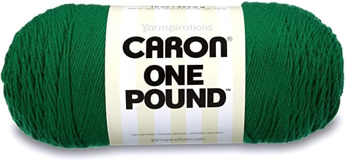 Caron One Pound Kelly Green Yarn - 2 Pack of 454g/16oz - Acrylic - 4 Medium (Worsted) - 812 Yards - Knitting/Crochet