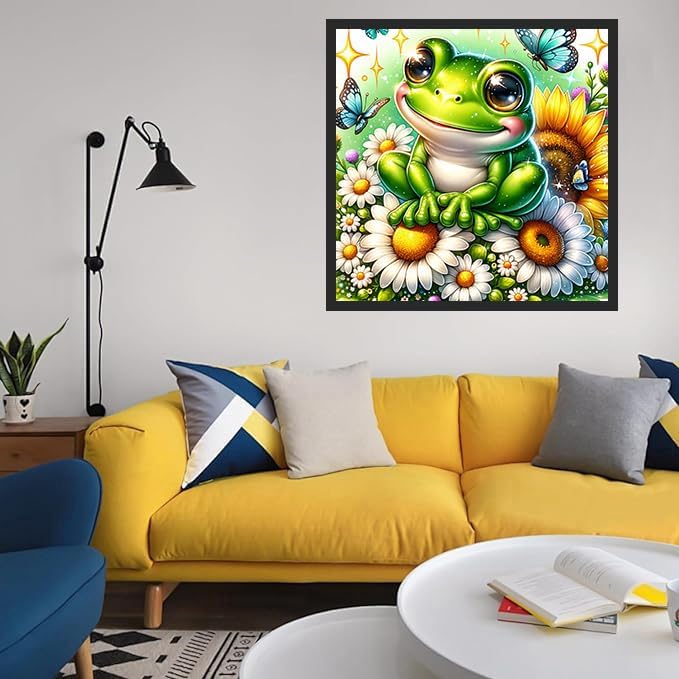 Axquilon Frog Diamond Art Kits for Adults - Diamond Painting Kits for Adults Beginner, DIY 5D Full Drill Frog Gem Art for Home Wall Decor 12x12 inch