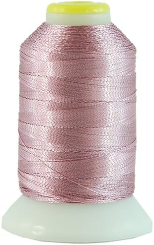Threadart Metallic Thread | No. L42 - Light Pink | 500 Meter Cones (550 Yards) | 25 Brilliant Shiny Colors | For Machine Embroidery