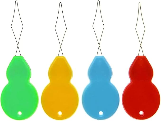 30 Pieces Gourd Shaped Plastic Needle Threaders, Plastic Wire Loop DIY Needle Threader Hand Machine Sewing Tool for Sewing Crafting with Clear Box, 4 Colors Random