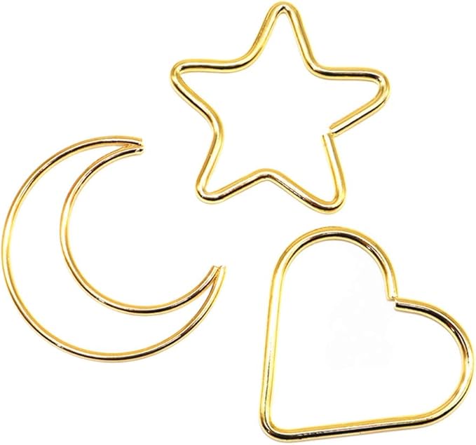 12 Pieces Assorted 4 Sizes Moon Star Heart Shaped Dream Catcher Rings Macrame Gold Metal Hoops for Floral Wreath Wall Hangings DIY Craft Supplies Home Decor (Multi)