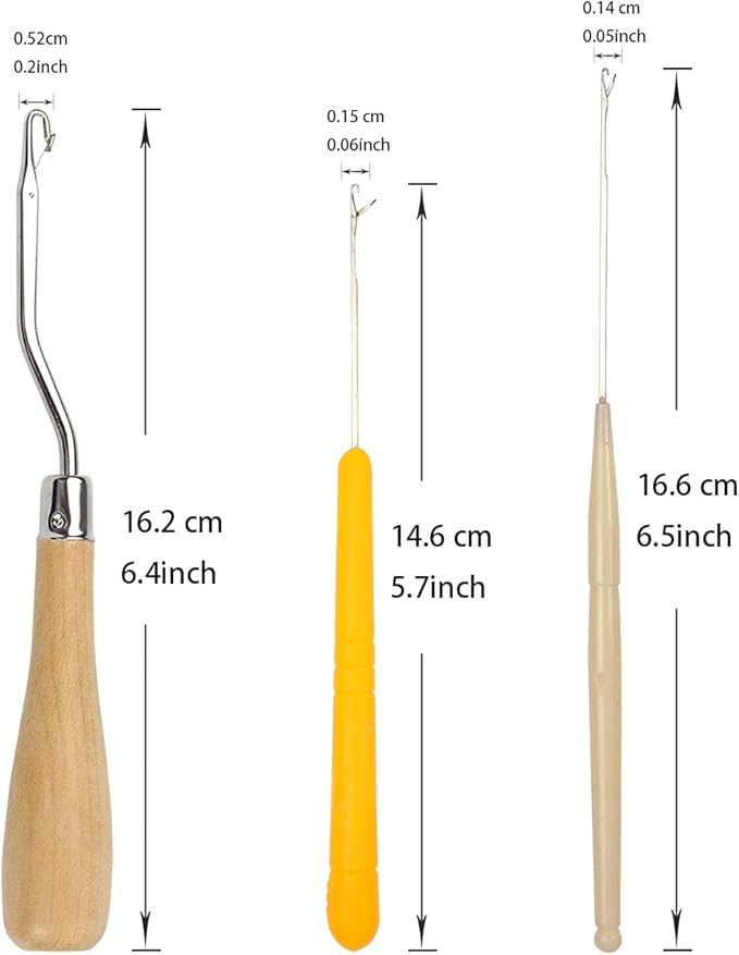 9 Pcs Dreadlocks Tool Set Latch Hook Different Sizes Small Crochet Hooks Needle Interlocking Tool for Locs Hair Braiding, Rug Making and Art Crafts