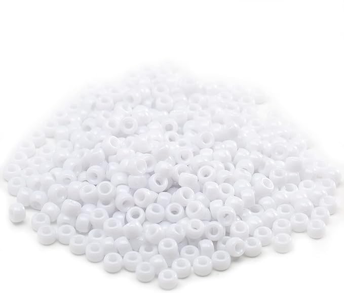 Gxueshan 1000 Pcs Acrylic White Pony Beads 6x9mm Bulk for Friendship Bracelet Necklace Jewelry Making Earring Hair Braiding