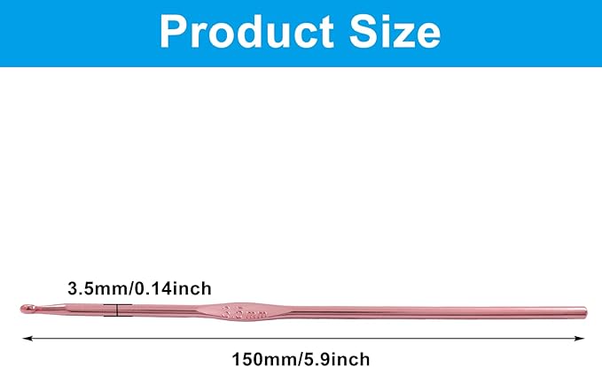 Auvotuis 6Pcs 3.5mm US Size E (Size 4) Aluminum Crochet Hook Knitting Needles for DIY Craft Yarn, Pink