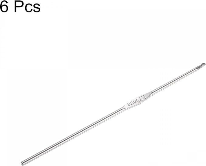 uxcell Stainless Steel Crochet Hook 1.75mm Knitting Needles for DIY Craft Yarn 6Pcs