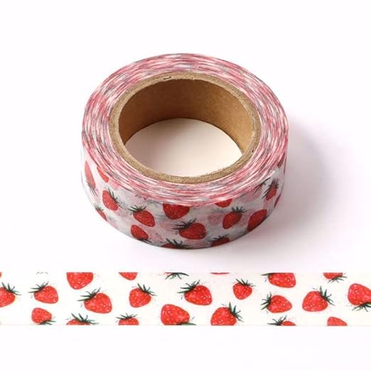 CIAIJE Strawberry Washi Dots - 5/8" x 393" Wave Foil Craft Tape for Scrapbooking & Decor