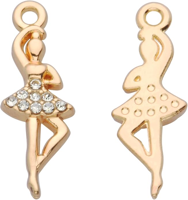 Pack of 20 Rhinestone Charms Gold Plated Pendants Pave Crystal Accessories for Necklace Bracelet Jewelry Making DIY Crafting