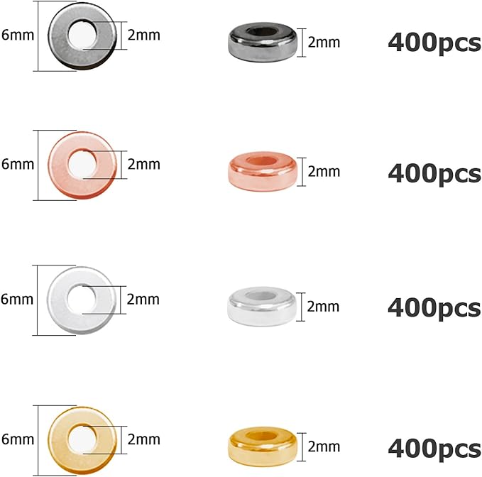 ZSFLZS 1200pcs 6mm Flat Round Spacer Beads for Bracelets Making, Heishi Polymer Flat Disc Spacer Bead for Jewelry Making, Spacer Beads for Bracelets Clay Beads for Jewelry Making
