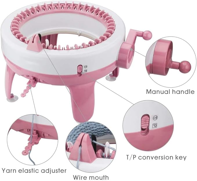MIAOKE Knitting Machine, 48 Needles King Size Smart Weaving Loom Knitting Round Loom, Smart Knitting Board Rotating Double Knit Loom Machine, DIY Knitting Loom Machines Weaving Loom Kit for Adults