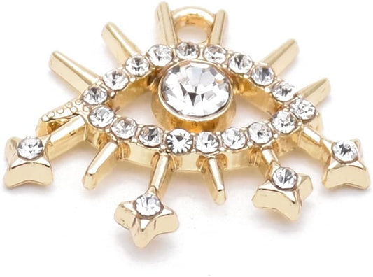 Pack of 20 Rhinestone Charms Gold Plated Pendants Pave Crystal Accessories for Necklace Bracelet Jewelry Making DIY Crafting