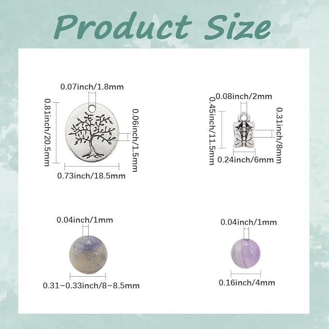 SUNNYCLUE 1 Box 310Pcs DIY 3 Sets Bracelet Making Kits Tree of Life Charms,Leaf Charm Natural Gemstone Multi Layered Boho Bracelets Stone Beads for Jewelry Making Kits Crafts Gift Adults Supplies