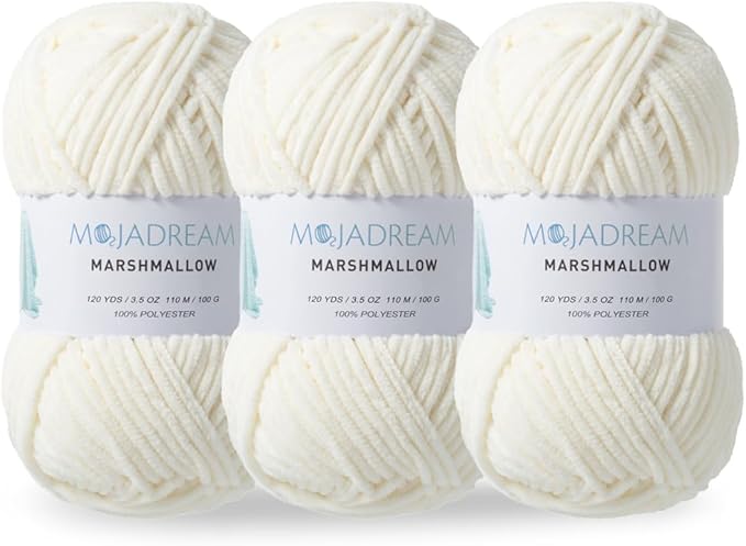 3PCS 3.5oz Chenille Yarn for Blankets Amigurumi: Soft Velvet Baby Yarn Blanket Knitting and Crocheting Bulky 5# Yarn 3 Skeins of 100g (Coconut Milk)