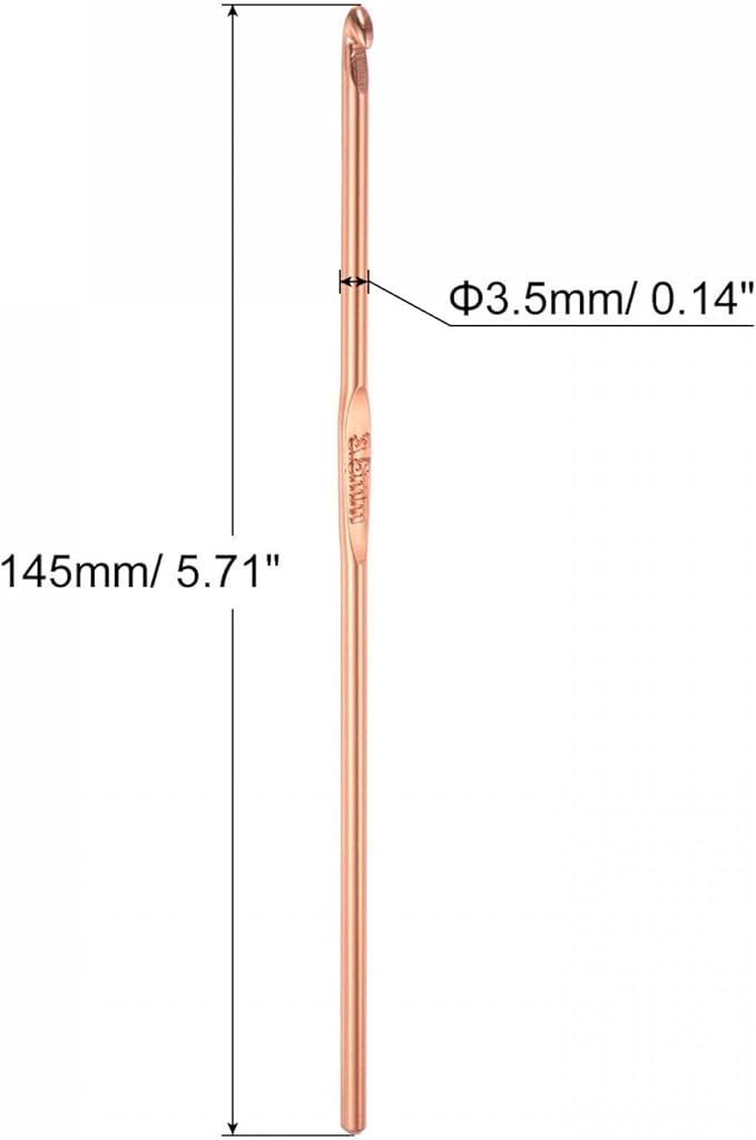 uxcell Aluminum Crochet Hook 3.5mm US Size E (Size 4) Knitting Needles for DIY Craft Yarn Golden Tone 6Pcs