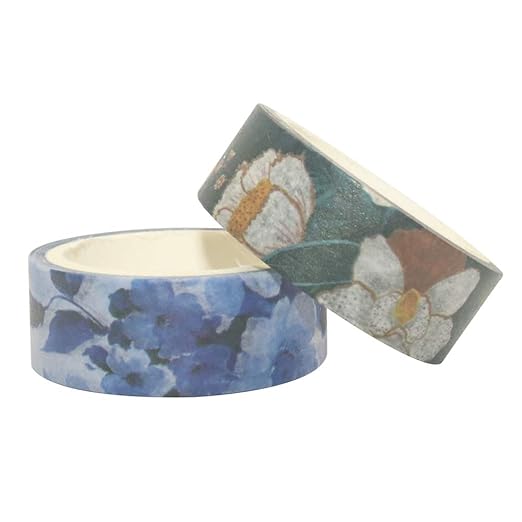 YUBBAEX 10 Rolls Spring Flowers Washi Tape Set Masking Decorative Tapes (Cold Tone)