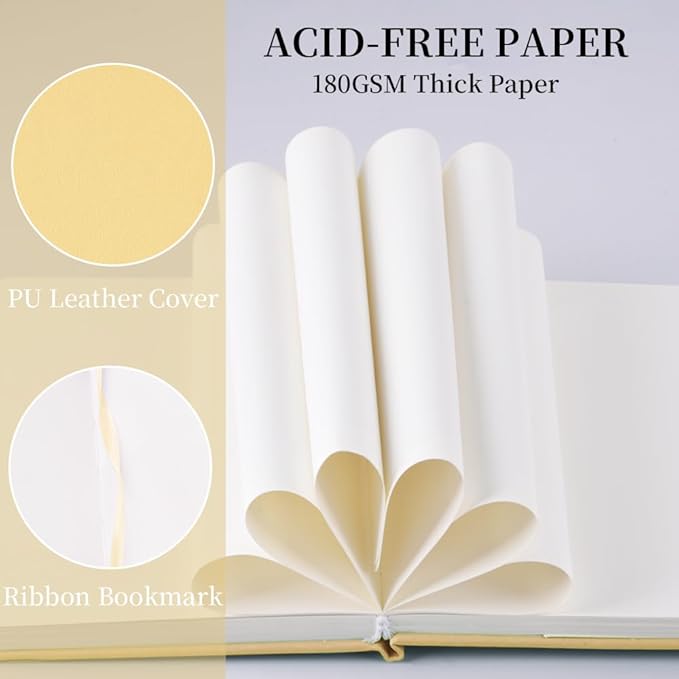 Hardcover 96Pages Blank Sketch Book for Drawing, Small 5.7x4.1 Pocket Journal Notebook for Travel, 180gsm Thick Paper Diary Notebooks for Work, PU Cover Memo for Writing. Yellow