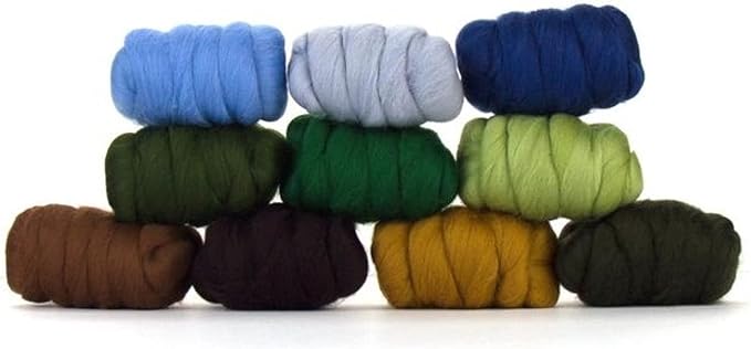Revolution Fibers | Mixed Merino Wool Variety Pack - Countryside Drive | Perfect Wool Roving for Spinning, Rolags, Needle Felting, Wet Felting, Tapestry, Weaving and Crafting (Multicolored)