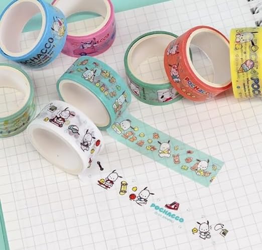 Cute Masking Tape, Washi Tape Set, 8 Pack, 0.6 Inch Wide (Green)