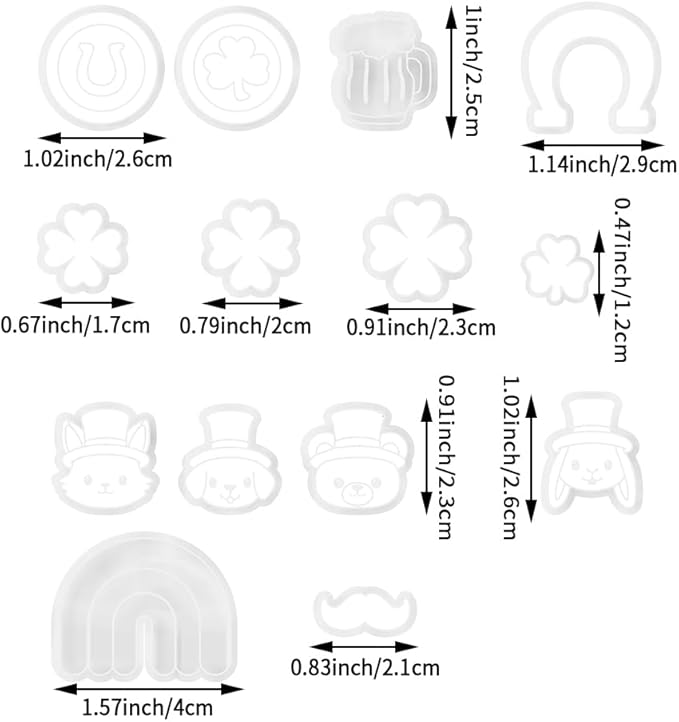St. Patrick's Day Polymer Clay Cutters Set - 10pcs Sharp & Durable Leprechaun, Horseshoe & Beer Mug Shapes for DIY Earring Jewelry Making, Soft Clay Crafts & Holiday Supplies