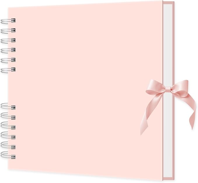 Pink Scrapbook Album, 8" x 8" Scrap Book 30 Sheets (60 pages), Memory Book & Photo Album for Wedding Guest, Baby Shower, Valentines, Engagement | Scrapbooking Supplies & Christmas Gift.