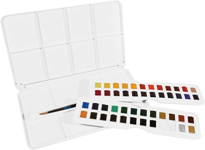 Daler Rowney Daler-Rowney Aquafine 48-pc Watercolor Studio Set - Watercolor Paint Set for Watercolor Paper and More - Watercolor Set for Artists and Students - Water Color Paint for All Skill Levels