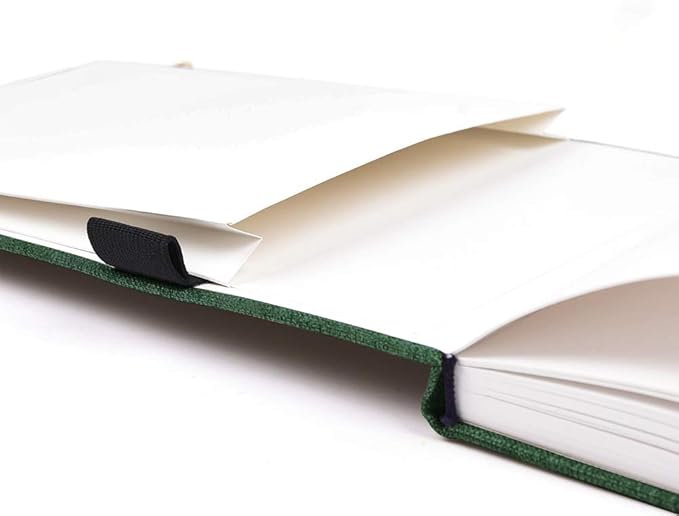 Mifuner 5"x 8" 220gsm Travel Handmade Cloth Cover Watercolor Paper 80 pages (40sheet frond and back) Notebook Journal Painting Paper Perfect for Travel Green