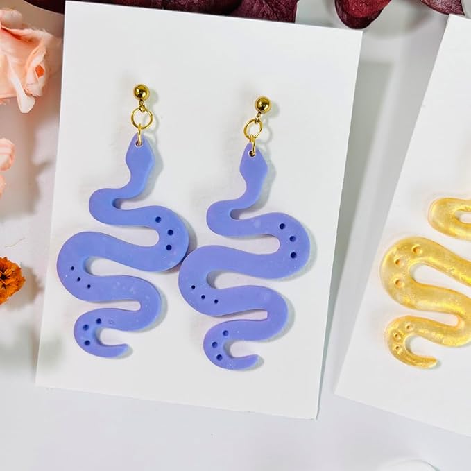 Xaekicr Polymer Clay Cutter Snake Shape – Curvy Clay Earring Cutter for Polymer Clay Jewelry, Bold Clay Tools for DIY Earrings, Halloween Crafts and Y2K Accessories