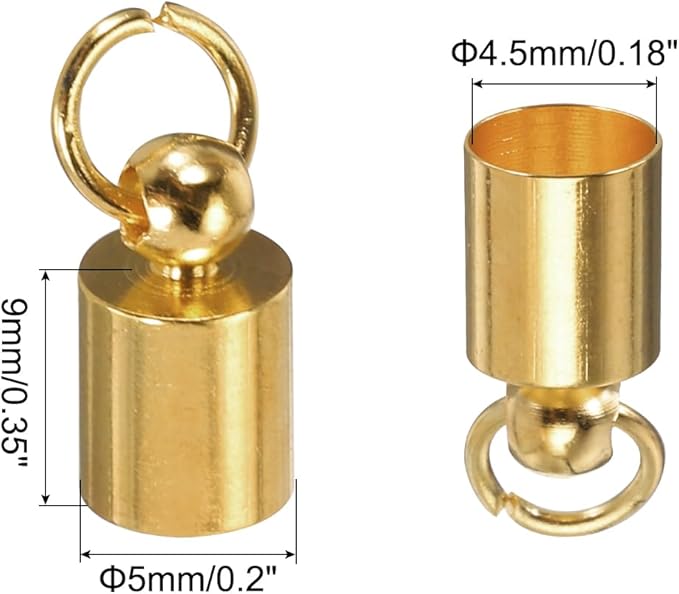 MECCANIXITY Fold Over Cord End Caps Rose Gold 5mm OD with Crimp Covers Lobster Claw Clasps DIY Jewelry Making for Bracelets and Necklaces Crafting 20 Pcs