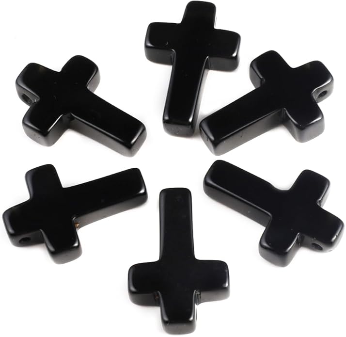 LE SKY 4 Pcs Natural Stone Pendants Cross Shape Healing Crystal Agate Stone for Jewelry Making Necklace