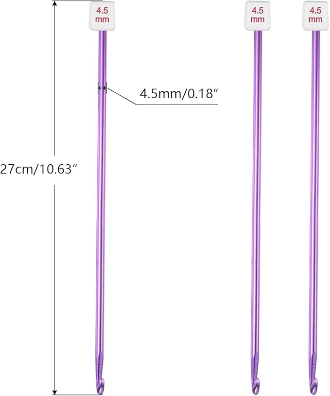 HEALEAYAR 4.5mm Tunisian Crochet Hooks Bulk, 27cm Extra Long Crochet Needles Aluminum Afghan Knitting Needles Tools for Beginners and Skills Class, Pack of 4