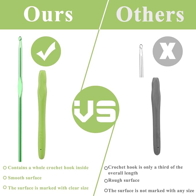 2mm Ergonomic Crochet Hook, Crochet Needles for Crocheting, Smooth Knitting Needles for Handmade DIY, Great Present for Women with Arthritic Hands, Random Color