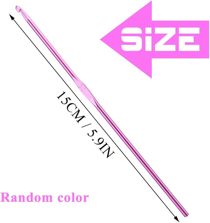 3mm Aluminum Crochet Hook, Smooth Crochet Needles, Knitting Needles for Yarn Craft, Great Handmade DIY Present for Friends, Random Color