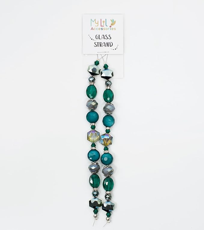 Glass Beads for Bracelets Jewelry Making Adults Keychains Bead Strand Large Unique Crystal Assortment for Craft Rondelle Faceted Flat Crackle Sparkly Bling Cute Pretty Beading Kit (2-pcs Teal)