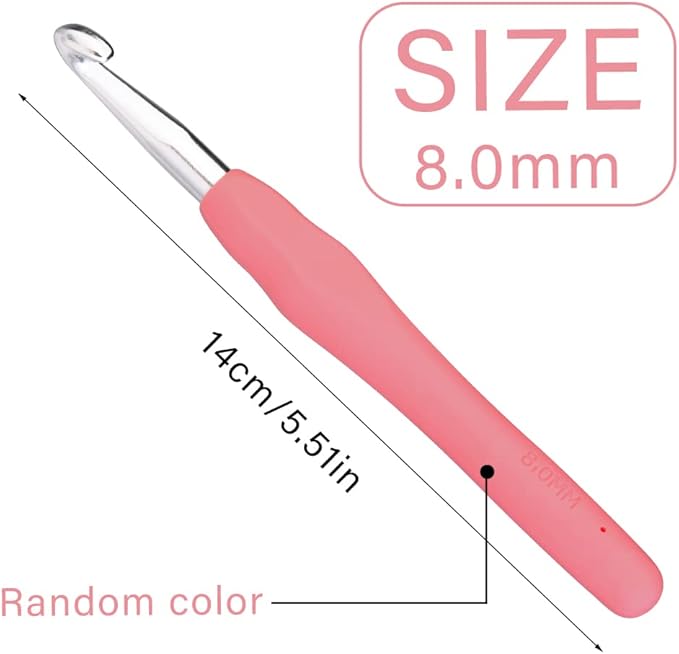 8 mm Crochet Hook, Ergonomic Handle for Arthritic Hands, Extra Long  Knitting Needles for Beginners and Crocheting Yarn (8 mm)