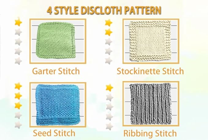 kaaper beginner knitting kit for adults - create 4 dishcloths & 4 coasters, all-in-one knitting for beginners kit with cotton yarn, bamboo needles & 8 patterns, handmade gift for diy craft lovers