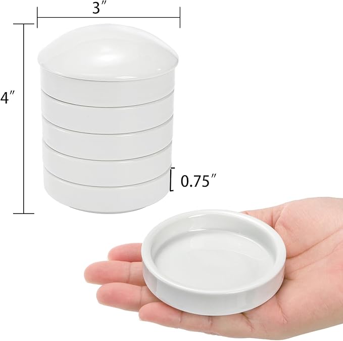 Jucoan 2 Pack Ceramic Watercolor Palette, 5 Layers Stackable Watercolor Mixing Trays Set, Round Porcelain Artist Paint Palette Bowl Dish with Lid for Gouache Pigment Chinese Ink Mixing