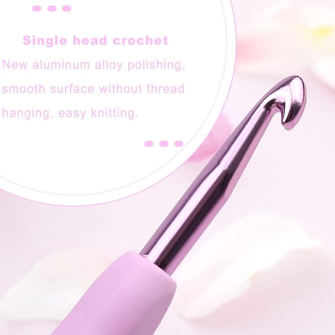 6.5 mm Crochet Hook, Aluminum Soft Grip Rubber Handle Needles Ergonomic Knitting Needles Crochet Needle for Beginners and Handmade DIY Knitting Crochet (6.5 mm)