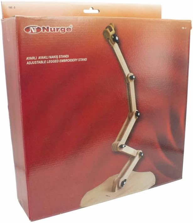 nurge adjustable embroidery floor stand, cross stitch hoop holder, hand polished natural wood (190-5)