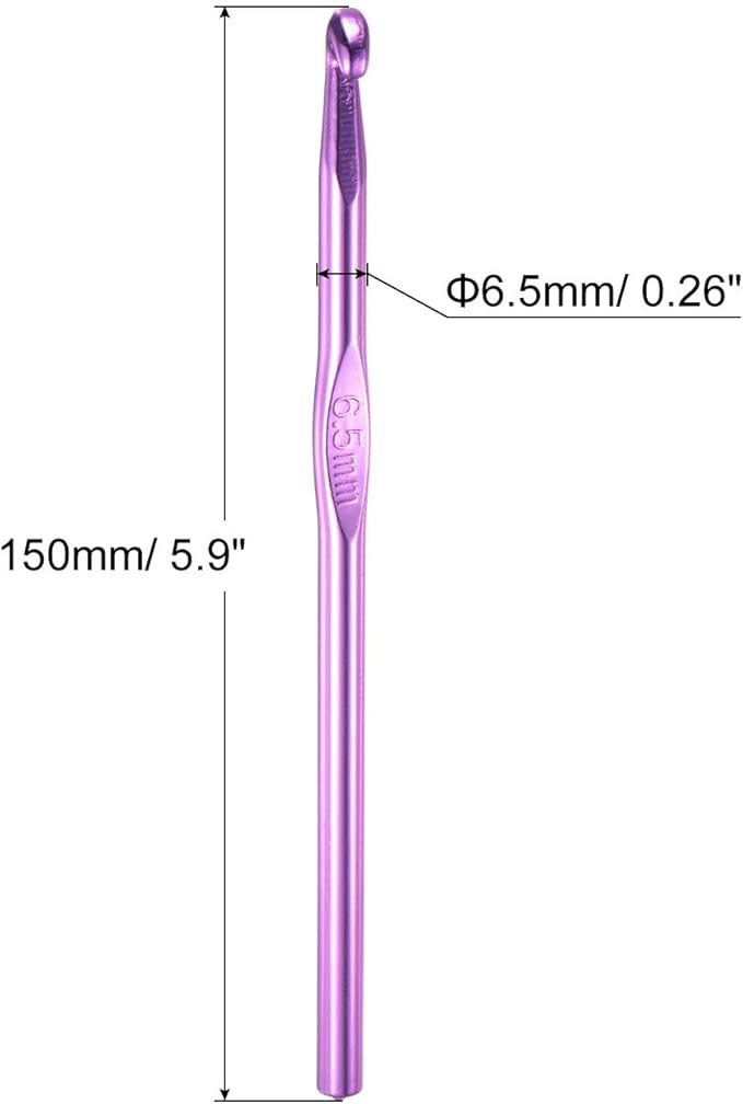 uxcell 20Pcs Aluminum Crochet Hook 6.5mm US Size K (Size 10.5) Knitting Needles for DIY Craft Yarn Purple