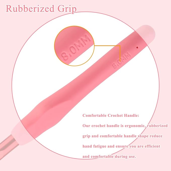 8mm Ergonomic Crochet Hook, Crochet Needles for Crocheting, Smooth Knitting Needles for Handmade DIY, Great Present for Women with Arthritic Hands, Random Color