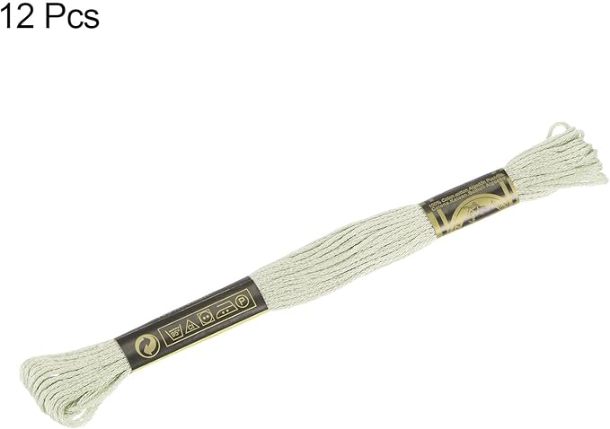 HARFINGTON 12 Skeins Embroidery Floss 8m Each Egyptian Long Fiber Cotton Cross Stitch Thread 26S/2x6 for Embroidery Projects Bracelet, Very Light Green