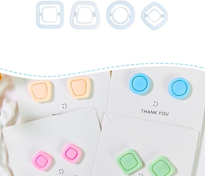 Xaekicr Polymer Clay Cutters Geometric Stud Earring Set – 4 Pairs Modern Clay Cutters for Polymer Clay Jewelry, Clay Tools and Molds for DIY Earrings