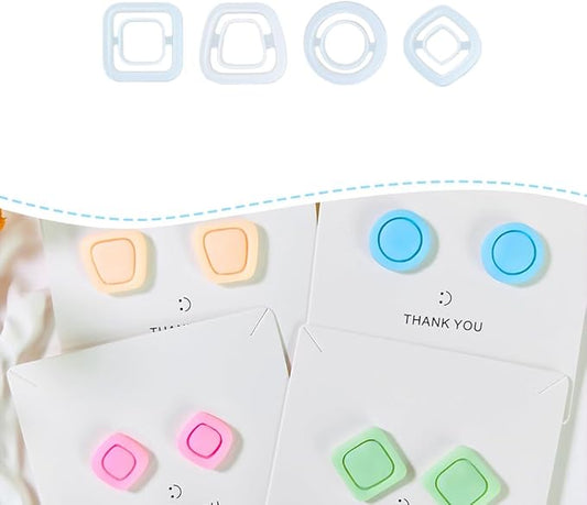 Xaekicr Polymer Clay Cutters Geometric Stud Earring Set – 4 Pairs Modern Clay Cutters for Polymer Clay Jewelry, Clay Tools and Molds for DIY Earrings