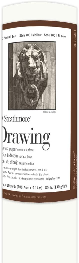 Strathmore (401-43) 400 Series Drawing Roll, 80 lb. Medium Surface, 42" x10 Yards, White