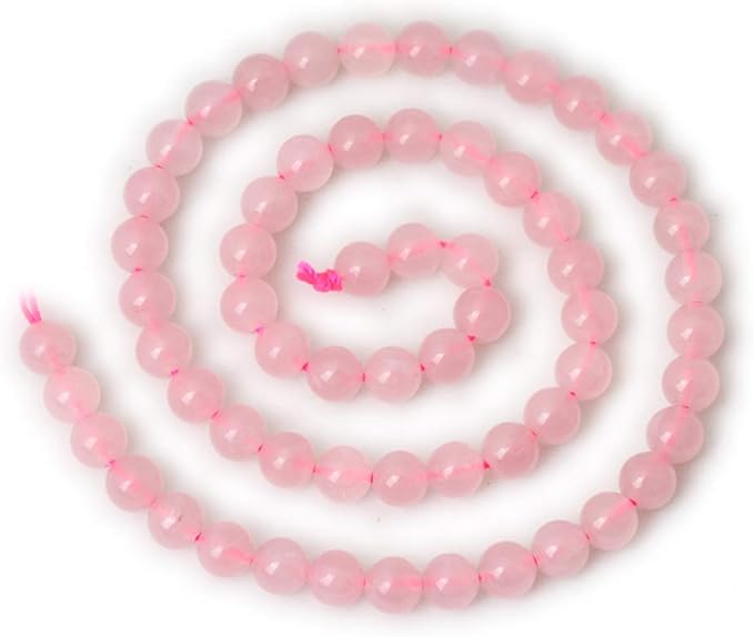 cheavian 60pcs 6mm natural rose quartz gemstone round loose bead pink crystal for jewelry making 1 strand 15"