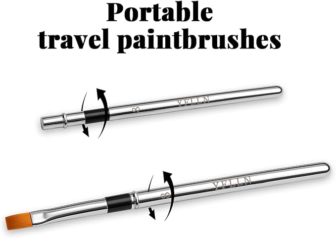 Travel Watercolor Brushes, 3pcs Watercolor Travel Brushes with Leather Pouch - Fine Point Rounds Dagger Flat for Watercolor Gouache Ink Painting