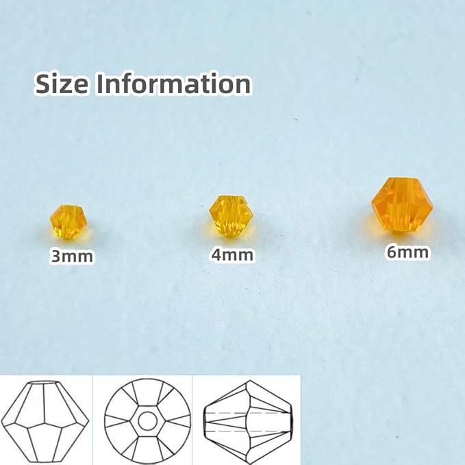 400pcs Bicone Crystal Beads 4mm Crystal Glass Faceted Beads for Necklace Bracelet Earrings DIY Jewelry Crafts Making Supplies(Orange)