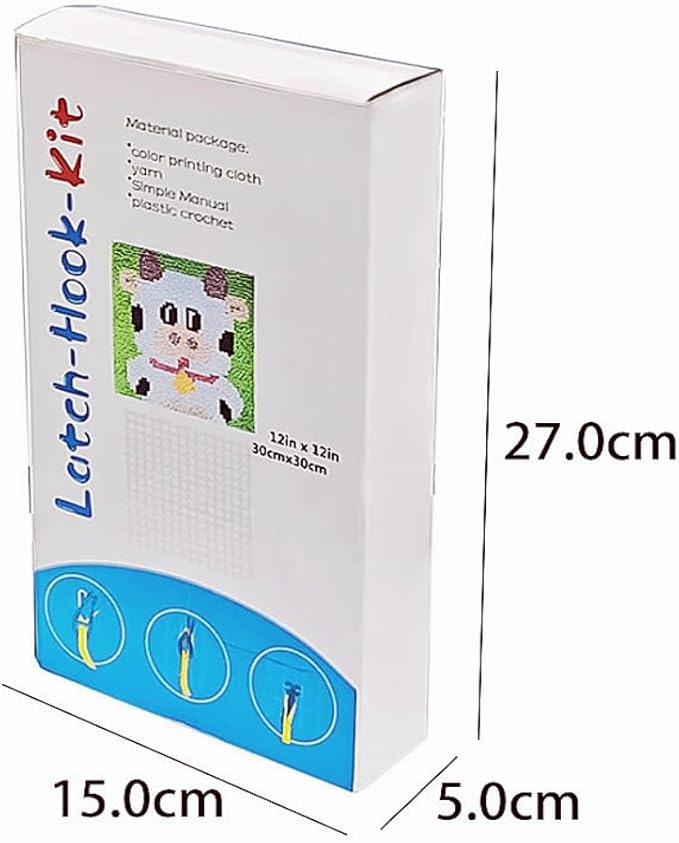 Cartoon Cute Green Frog Latch Hook Kits Mini Rug DIY Handmade Crochet Yarn Needlework Hook and Latch Kit Printed Canvas Carpet Cushion Cover Home Christmas Decoration 30x30cm