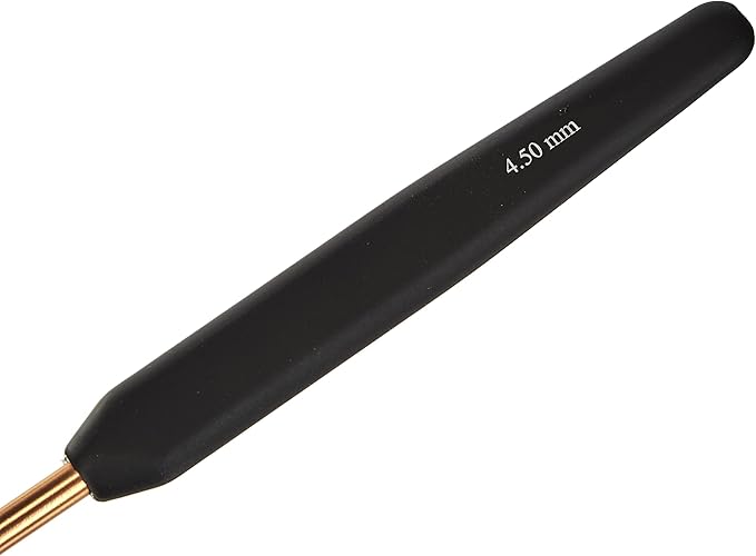KnitPro Gold Aluminum Single-Ended Crochet Hook with Black Soft Handle | 4.50mm