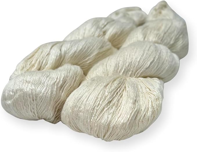Revolution Fibers Eri Silk 20/2 NM Lace Weight Yarn (2 Skein Bundle) | 100% Natural White Undyed, 1000 Yards Per Skein | Perfect for Dyeing, Knitting, Crocheting, Weaving and Embroidery