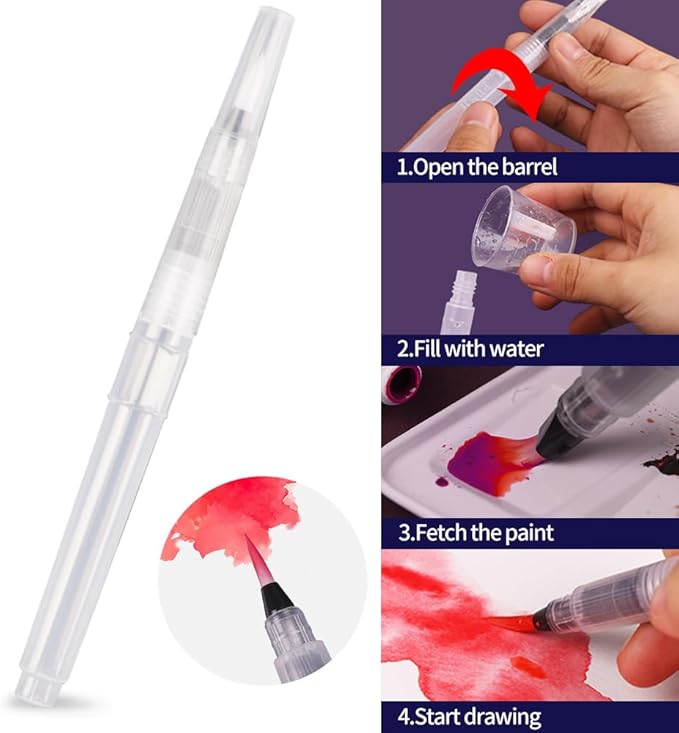 TRANSON 48 Colors Watercolor Paint Set with 4pcs Paint Brushes and 1pcs Water Brush Pen for Adults, Students, Beginners and Artists